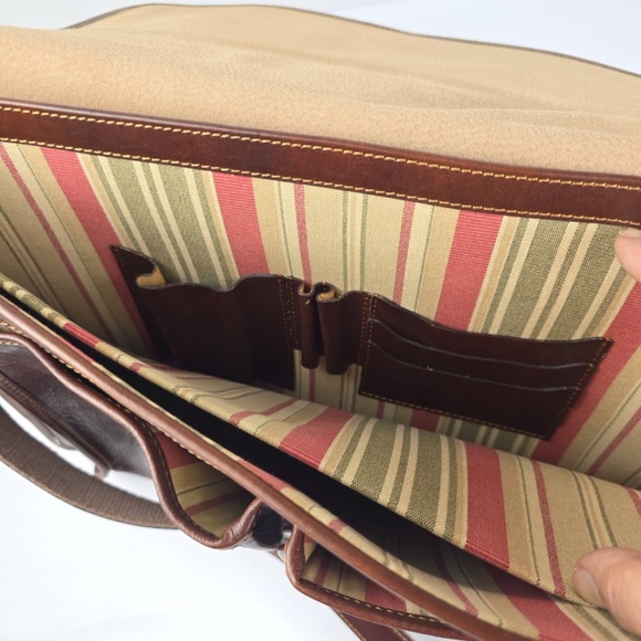 Floto Italian Leather Buckle Strap Briefcase Bag, Messenger Bag- Cognac - Picture 11 of 16